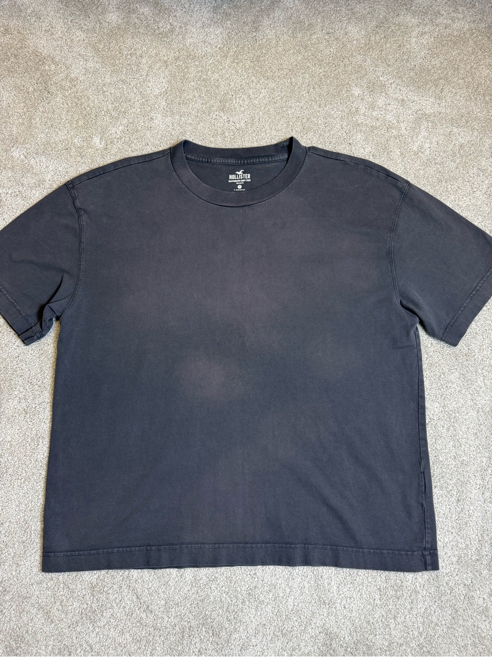Hollister Men's Heavyweight Boxy Crop Crew Neck Short Sleeve Solid Gray Tee M